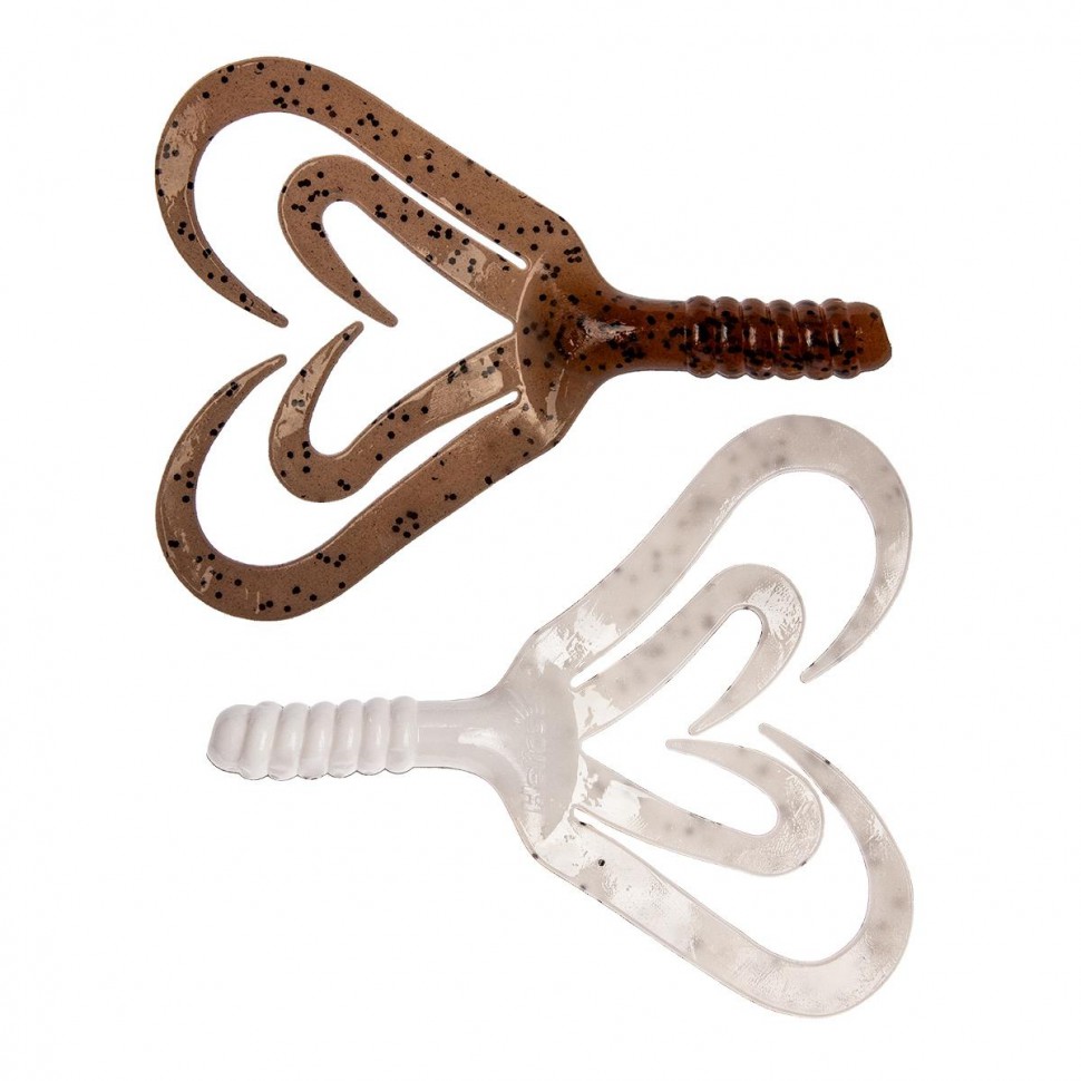 Твистер Helios Credo Four Tail 2,35"/6,0 см, цвет Rusty & White 10 шт HS-20-005 , 